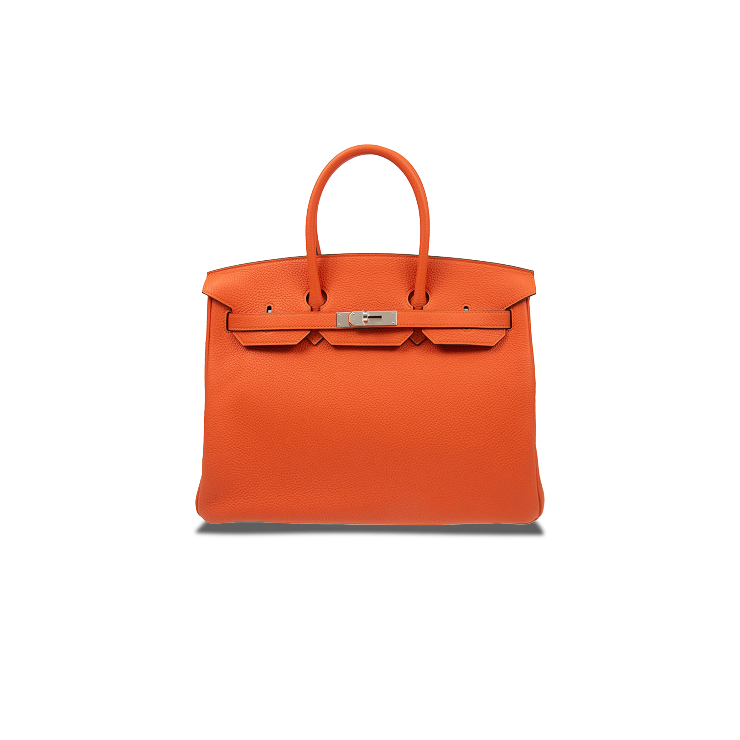 H**mes birkin 25 togo leather orange silver buckle bag 521791 (25*20*13cm)